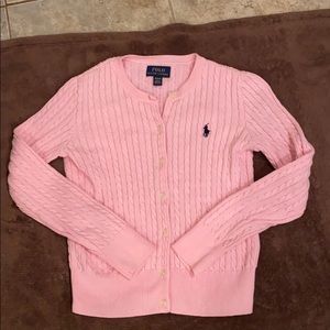 Children’s pink Polo Button Up sweater Size M 8-10